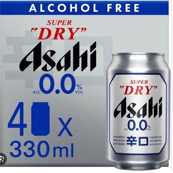 Asahi Super Dry 0.0 Percent Non-Alcoholic Beer 330ml (Pack of 24, 4Ã—6 Packs)