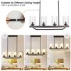 Image 1 : Depuley 4-Light Adjustable Kitchen Pendant Light Fixture, Rustic Metal Wood Chandelier Lighting Fixt