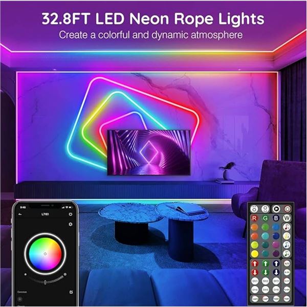 AILBTON Led Neon Rope Lights 32.8Ft,Control with App/Remote,Flexible Led Rope Lights,Multiple Modes