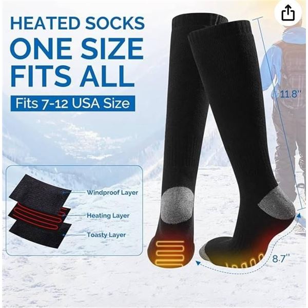 Ausdown Heated Socks with 3.7V 4000mAh Battery Capacity