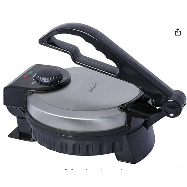 Brentwood TS-127 Stainless Steel Non-Stick Electric Tortilla Maker, 8 inch, Silver