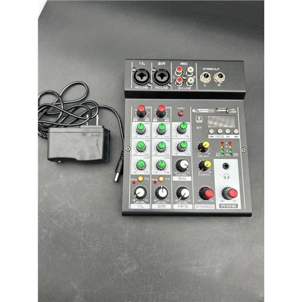 Audio Mixer with Multiple Channels and Power Adapter