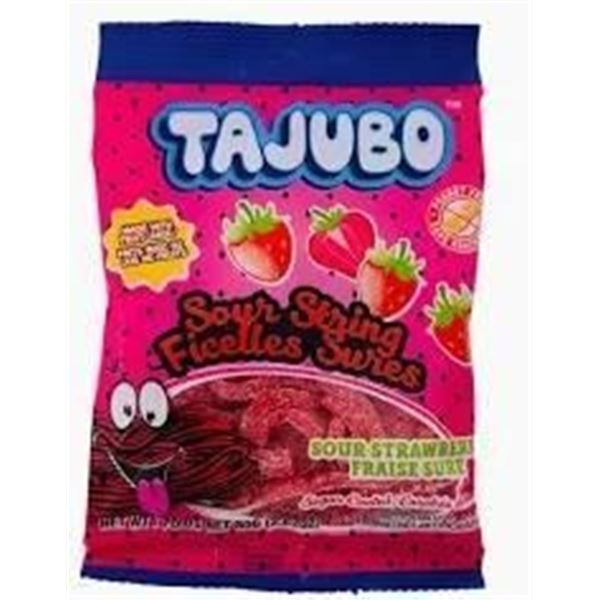 Tajubo Sour Strawberry String Candy 12  x 80 Grams