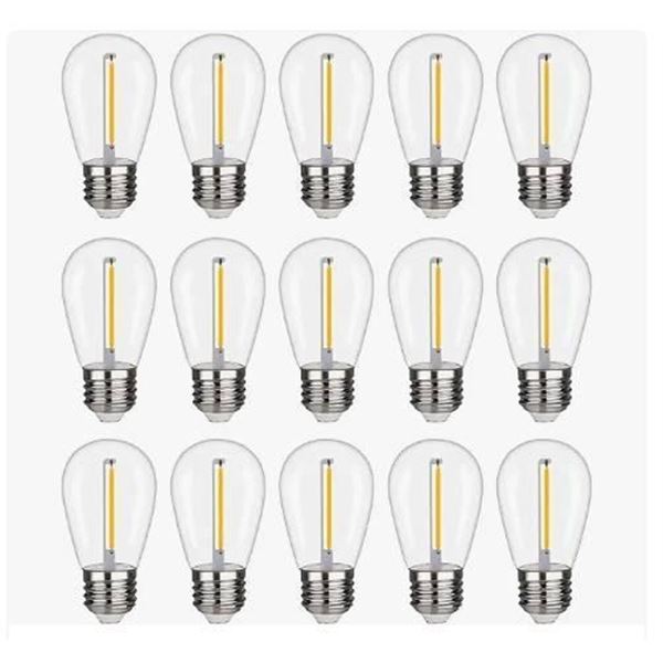 15 Pack S14 LED String Light Bulbs, 1W Shatterproof & Waterproof Outdoor Indoor Replacement Bulbs
