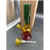 Image 2 : Rasta Glass Water Pipe with Detachable Downstem, Multicolored Design