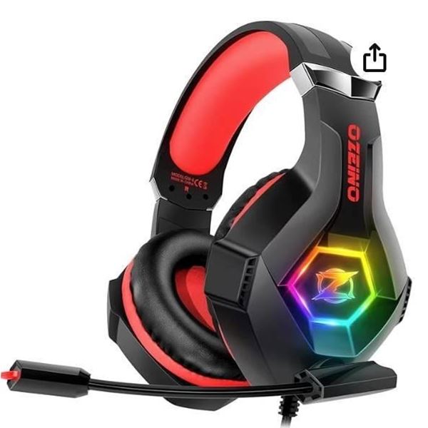 Ozeino ZW1 Black-Red Gaming Headset for PC, PS4, PS5, and Xbox