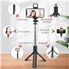Image 1 : S03-S Selfie Stick Integrated Tripod with Selfie Light, 71 cm Expandable