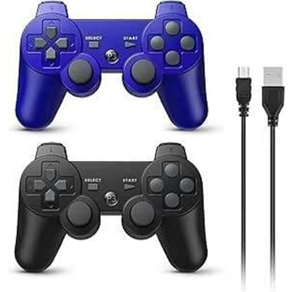 Set of 2 Dual Analog Game Controllers – Black and Blue