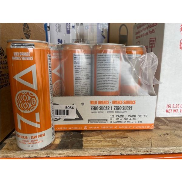 Zoa Wild Orange Zero Sugar Energy Drink, 12 Pack of 355 mL Cans