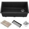 Image 1 : Kraus KGUW2-33MBL 33-Inch Single Bowl Granite Undermount Kitchen Sink