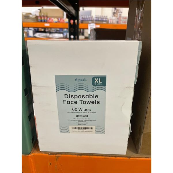 6-Pack XL Disposable Face Towels with 60 Wipes per Pack