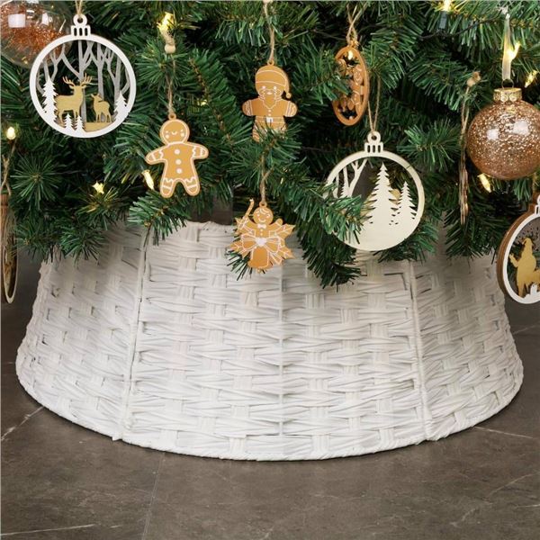 Plastic Rattan Tree Collar White