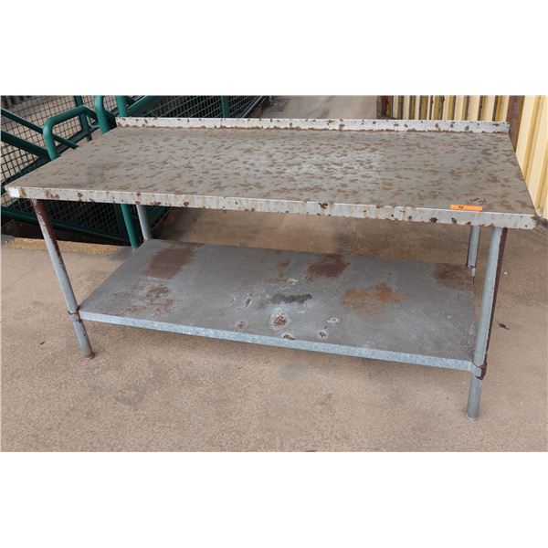 Sani Safe Metal Work Table w/ Backsplash & Undershelf 72  x 30  x 35 H