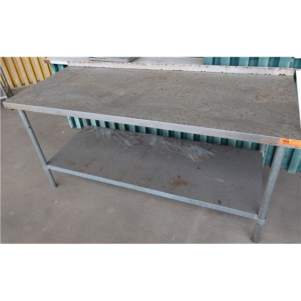 Metal Work Table w/ Backsplash & Undershelf 72  x 30  x 35 H