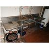 Image 2 : Metal 3-Basin Sink w/ Drainboard & 2 Faucets 109" x 25"