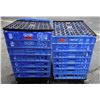 Image 1 : Qty 14 Love's Bakery Blue Plastic Stacking Bread Trays  22" x 25" on Rack