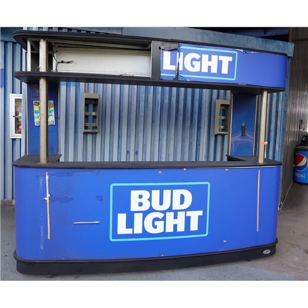 IRP Bud Light Concession Kiosk Cart on Wheels  w/ Black Plastic 2-Section Beverage Cooler