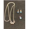 Image 1 : SILVER CHAIN (22") WITH SILVER PENDANT SET WITH TOPAZ & PAIR SILVER EARRINGS SET WITH TOPAZ (6.5G