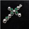 Image 1 : White Gold Cross with Diamonds and Emeralds