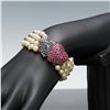 Image 1 : 14K Pearl Bracelet with Ruby Amethyst Heart Clasp