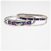 Image 1 : 2pc Mexican Inlay Bracelets, One in 950 Silver, One Hecho en Mexico