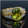 Image 1 : 18kt Gold Ring with Peridot and Diamonds