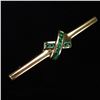 Image 1 : Gold and Emerald Bar Pin 18kt