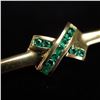 Image 3 : Gold and Emerald Bar Pin 18kt