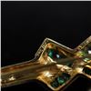 Image 4 : Gold and Emerald Bar Pin 18kt
