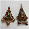 Image 4 : 4pc Vintage Christmas Brooch Lot, Santa and Tree Designs
