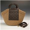 Image 1 : Louis Vuitton Straw Woven Leather Bag with Monogram Strap