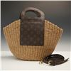 Image 4 : Louis Vuitton Straw Woven Leather Bag with Monogram Strap