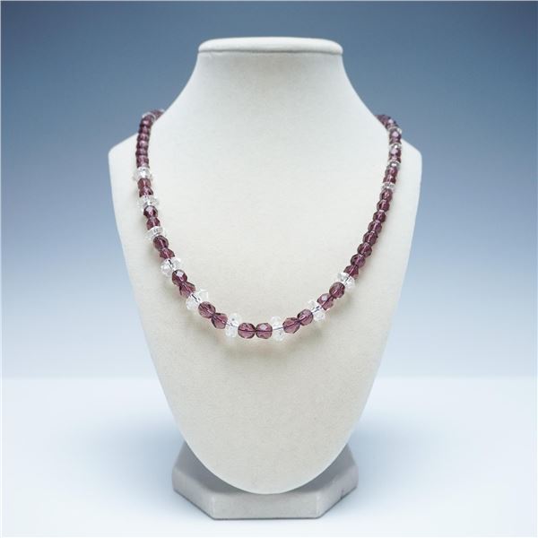 Faceted Purple and Clear Glass Bead Necklace