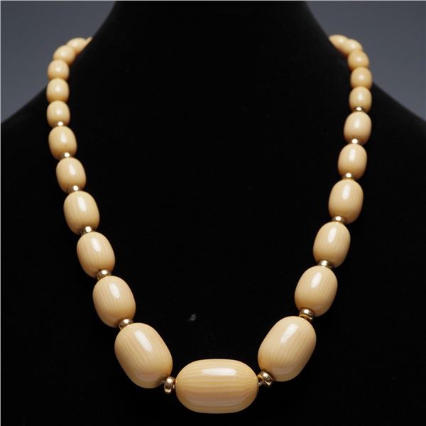 Vintage Celluloid Bead Necklace with 14K Spacers