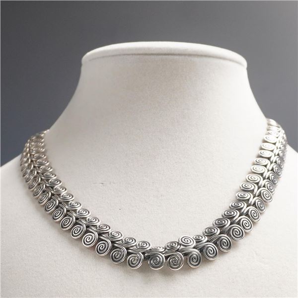 Vintage Sterling Silver Double Spiral Wirework Necklace