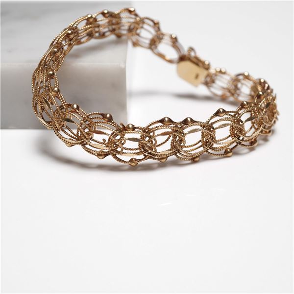 14K Gold Filigree Bracelet, 12.5g