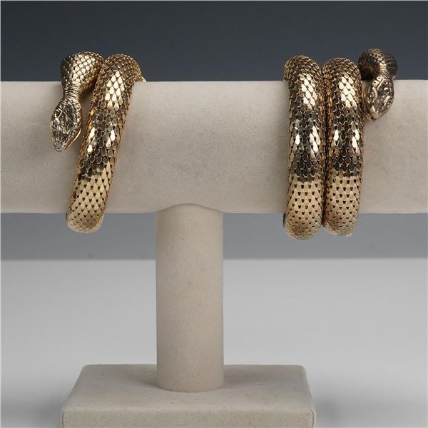 2pc Vintage Goldtone Snake Wrap Bracelets