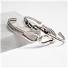 Image 1 : 2pc Sterling and Silver-Toned Cuff Bracelet Set with Red Stones