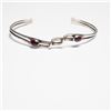 Image 3 : 2pc Sterling and Silver-Toned Cuff Bracelet Set with Red Stones