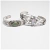 Image 1 : 2pc Sterling Silver Cuff Bracelets with Opal & Green Stone