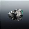 Image 2 : Platinum and Emerald Ring with Diamonds