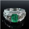 Image 3 : Platinum and Emerald Ring with Diamonds