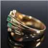 Image 2 : 14K Gold, Emerald and Diamond Ring