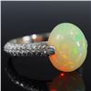 Image 1 : Ladies 14K Gold, Opal and Diamond Ring