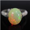 Image 2 : Ladies 14K Gold, Opal and Diamond Ring