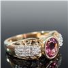 Image 1 : 14K Gold, Rubellite and Diamond Ring