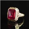 Image 1 : 10K Gold Ring with Emerald Cut Ruby