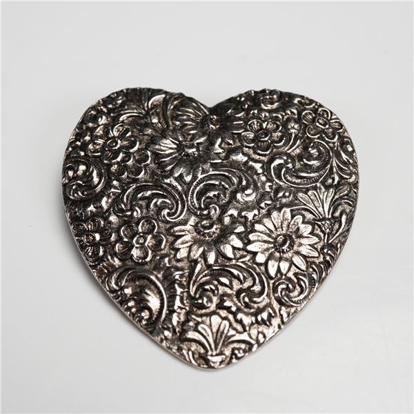 Vintage Floral Heart Brooch