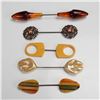 Image 1 : 5pc Mid-Century Art Deco Jabot and Clip Pin Set, Mixed Materials