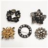 Image 2 : 5pc Mid-Century Rhinestone Brooch Lot, Weiss and Regency
